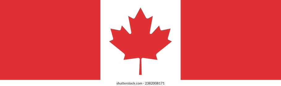 Flag of Canada. A long banner. Flag icon. Standard color. A rectangular flag. Computer illustration. Digital illustration. Vector illustration.