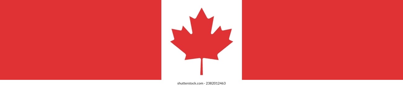 Flag of Canada. A long banner. Flag icon. Standard color. A rectangular flag. Computer illustration. Digital illustration. Vector illustration.