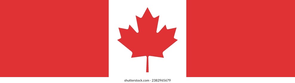 Flag of Canada. A long banner. Flag icon. Standard color. A rectangular flag. Computer illustration. Digital illustration. Vector illustration.