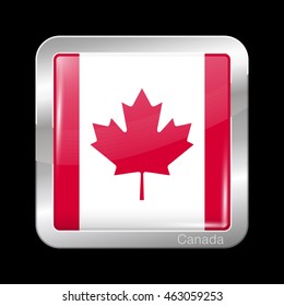 Flag of Canada. Metal Icon Square Shape. This is File from the Collection Flags of North America