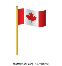 Flag of Canada ,Canada flag official colors and proportion correctly,Canada  flag waving isolated Vector illustration eps10.