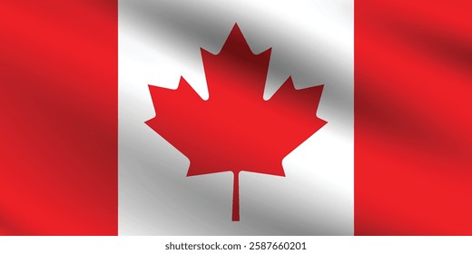 Flag of Canada. Canada flag official colors and proportion digital vector illustration. Waving flag.