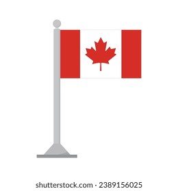Flag of Canada on flagpole isolated