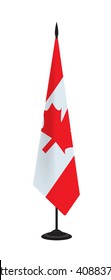 Flag Of Canada On A Flagstaff. Vector Illustration