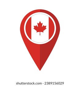 Flag of Canada flag on map pinpoint icon isolated red color