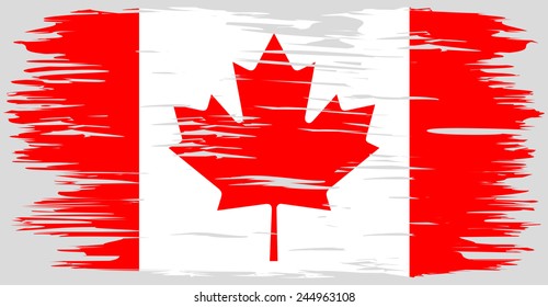 The flag of Canada. Painted brush colored inks. Symbol Independence Day National Patriotic Travel Country Background Grunge Paint Stock Vector Icon Logo Picture Image Illustration Political