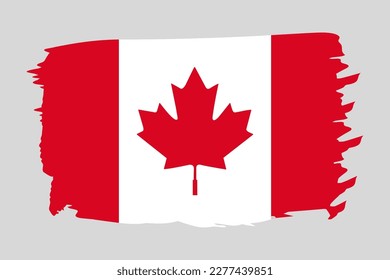 Flag of Canada painted with a brush stroke. Abstract concept. Canadian national flag in grunge style. Vector illustration