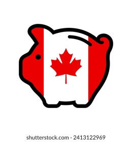 Flag of Canada, piggy bank icon, vector symbol.