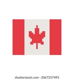 Flag Canada. Pixel art. Stickers design. Isolated vector illustration. 