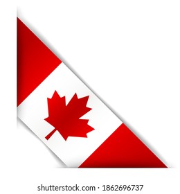 Flag of Canada. Realistic flag of Canada. Corner tape. Isolated on a white background. 