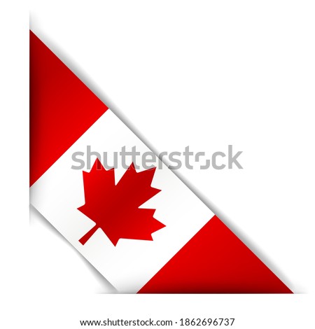 Flag of Canada. Realistic flag of Canada. Corner tape. Isolated on a white background. 
