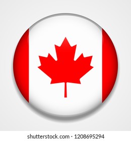 Flag of Canada. Round glossy badge