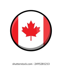Flag of Canada as round glossy icon. Button with Canadian flag