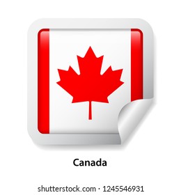 Flag of Canada. Round glossy sticker
