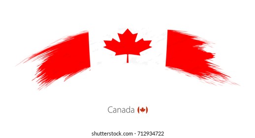 Flag of Canada in rounded grunge brush stroke. Vector illustration.