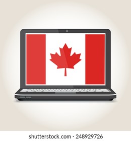 Flag of Canada screensaver on a notebook