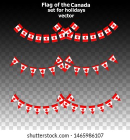 Flag of the Canada. Set for holidays. Bright background with flag of Canada . Happy Canada day background. 