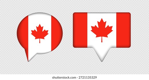 Bandera de Canadá en burbuja de discurso.