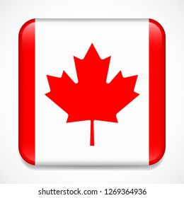 Flag of Canada. Square glossy badge
