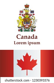 Flag of Canada, template for award design, an official document with the flag of Canada and other uses. Bright, colorful vector illustration