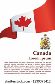 Flag of Canada, template for award design, an official document with the flag of Canada and other uses. Bright, colorful vector illustration