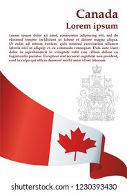 Flag of Canada, template for award design, an official document with the flag of Canada and other uses. Bright, colorful vector illustration