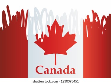 Flag of Canada, template for award design, an official document with the flag of Canada and other uses. Bright, colorful vector illustration