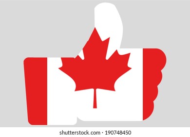 The flag of Canada in a Thumbs Up Icon