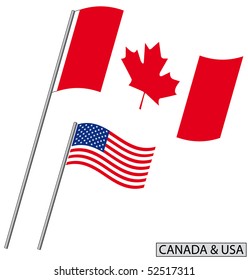 Flag Of Canada And USA.