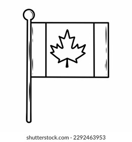 Bandera de Canadá. Ilustración del doodle vectorial. Esbozo dibujado a mano.