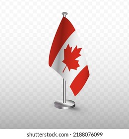 Flag Of Canada. Vector Illustration Of A Flag With Flagpole On A Transparent Background (PNG).