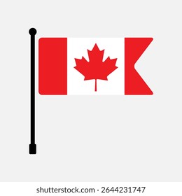 Bandera de Canadá. Diseño de icono de Ilustración vectorial de bandera de Canadá. Icono de bandera de asta de bandera.