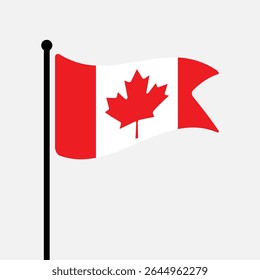 Bandeira do Canadá. Design de ícone de ilustração de vetor de bandeira do Canadá. Bandeira de mastro flutuante.
