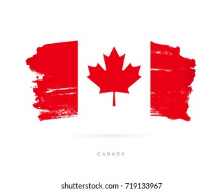 Flag of Canada. Vector illustration on white background. Beautiful brush strokes. Abstract concept. Elements for design.