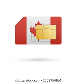 Flag of Canada. Vector illustration of SIM Card with flag on white background