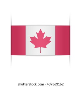 Flag of Canada. Vector illustration of a stylized flag. The slit in the paper with shadows. Element for infographics.