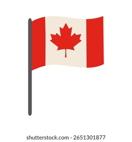 Bandeira do Canadá. Ilustração isolada vetorial da bandeira canadense em estilo plano. Bandeira acenando. Objeto único. Adequado para adesivos, banners web, emblema etc.