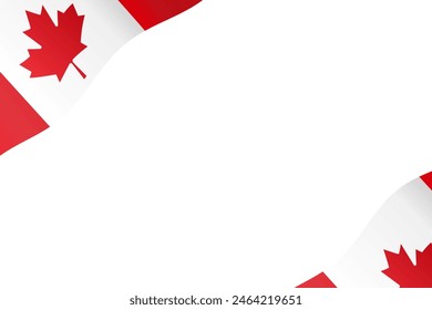Flag of Canada waving fly background frame corner border for decoration 3d gradient vector illustration.