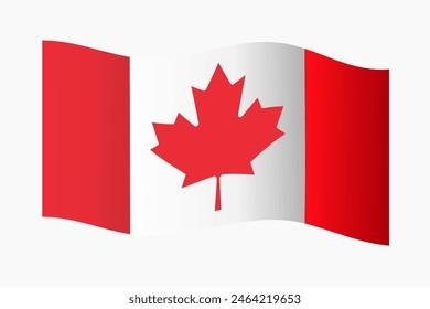 Flag of Canada waving fly background frame corner border for decoration 3d gradient vector illustration.
