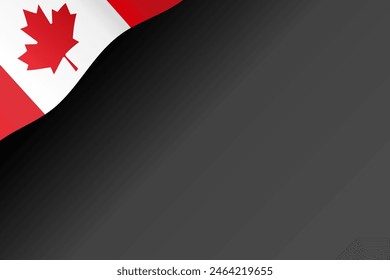 Flag of Canada waving fly background frame corner border for decoration 3d gradient vector illustration.