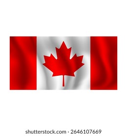 Bandeira do Canadá ondulada flui ao vento, com dobras 3d