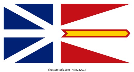 Flag of the Canadian province of Newfoundland and Labrador in correct size, proportions and colors.  Vector illustration