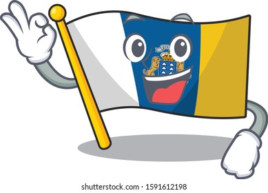 Flag canary island Scroll mascot design making an Okay gesture