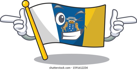 Flag canary island Scroll mascot cartoon design with Wink eye