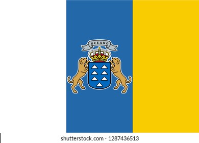 Flag of Canary Islands in official rate and colors, vector.