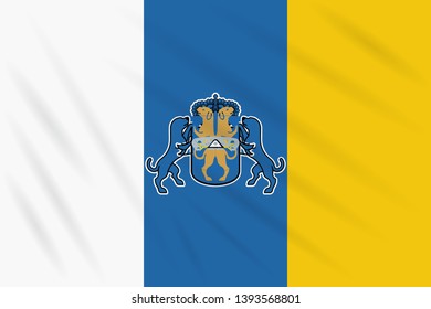 Flag Canary Islands swaying in wind, realistic vector