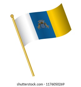 Flag of Canary Islands,Canary Islands  flag Golden waving isolated vector illustration eps10.