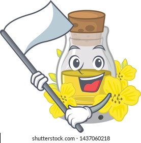 With flag canola seed oil on a cartoon