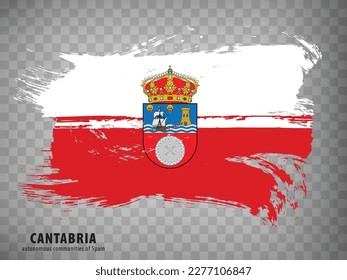 Bandera de pincel cantábrico. Bandera de Cantabria   con título sobre fondo transparente para el diseño de su sitio web, logotipo, aplicación, interfaz de usuario. Reino de España. Vector de material.  EPS10.