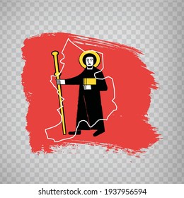 Flag of Canton of Glarus from brush strokes. Blank map Canton of Glarus. Switzerland. High quality map and flag for your web site design, app  on transparent background.  EPS10.